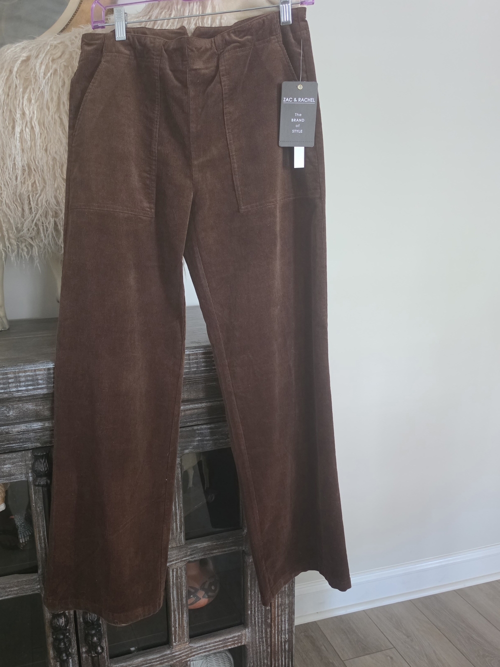 Zac & Rachel Dark Brown Corduroy Wide-Leg Pants